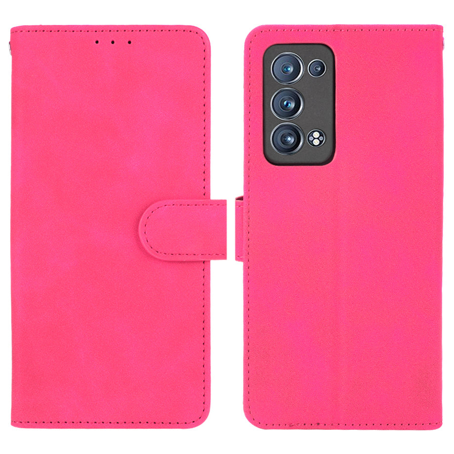 Skin-touch Feeling PU Leather Protective Phone Cover Supporting Stand Cover Wallet for Oppo Reno6 Pro+ 5G/Pro 5G (Snapdragon)