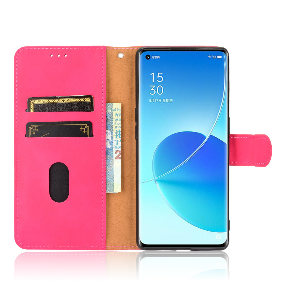 Skin-touch Feeling PU Leather Protective Phone Cover Supporting Stand Cover Wallet for Oppo Reno6 Pro+ 5G/Pro 5G (Snapdragon)