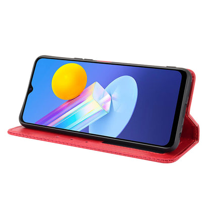 Magnetic Auto-absorbed Vintage Style Phone Wallet Stand Design Leather Case for vivo Y72 5G/iQOO Z3