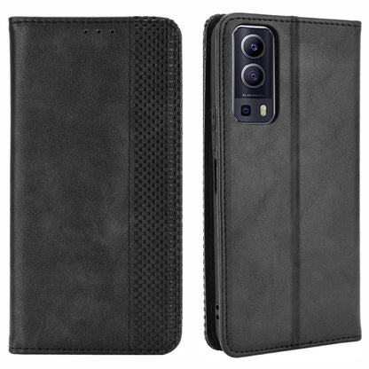 Magnetic Auto-absorbed Vintage Style Phone Wallet Stand Design Leather Case for vivo Y72 5G/iQOO Z3