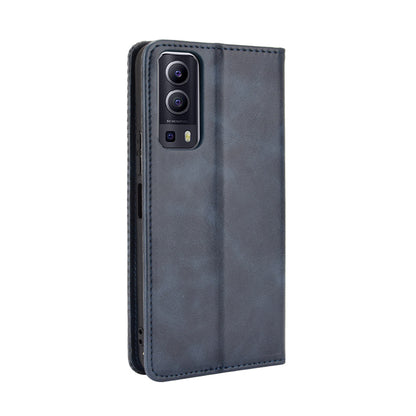 Magnetic Auto-absorbed Vintage Style Phone Wallet Stand Design Leather Case for vivo Y72 5G/iQOO Z3