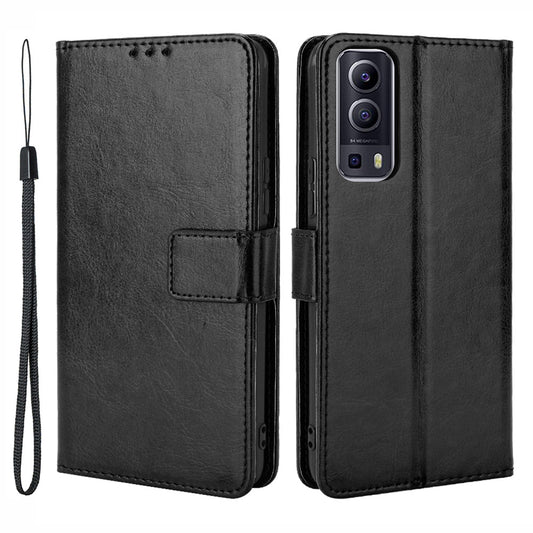 PU Leather Case Wallet with Stand Design Crazy Horse Texture Shell for vivo Y72 5G/iQOO Z3