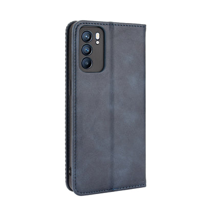 Vintage Style Magnetic Auto-absorbed Protective Wallet Stand Leather Phone Shell for Oppo Reno6 5G