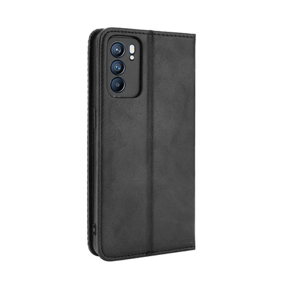 Vintage Style Magnetic Auto-absorbed Protective Wallet Stand Leather Phone Shell for Oppo Reno6 5G