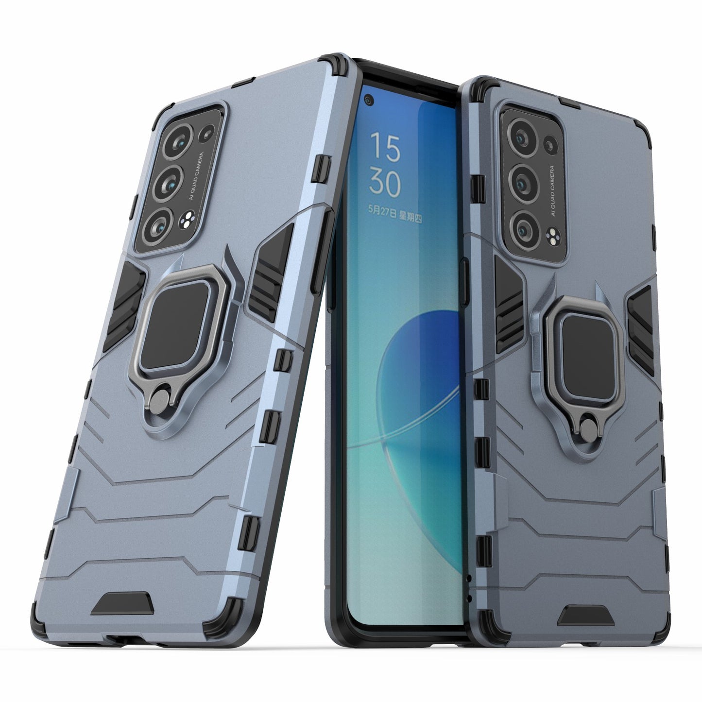 360 Degree Swivel Ring Holder Kickstand PC + TPU Combo Kickstand Cover for Oppo Reno6 Pro+ 5G/Pro 5G (Snapdragon)