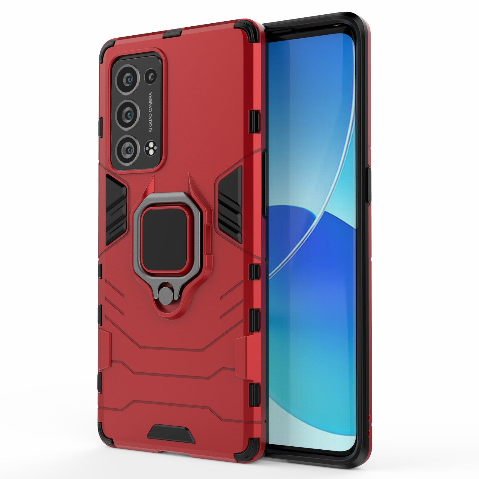 360 Degree Swivel Ring Holder Kickstand PC + TPU Combo Kickstand Cover for Oppo Reno6 Pro+ 5G/Pro 5G (Snapdragon)