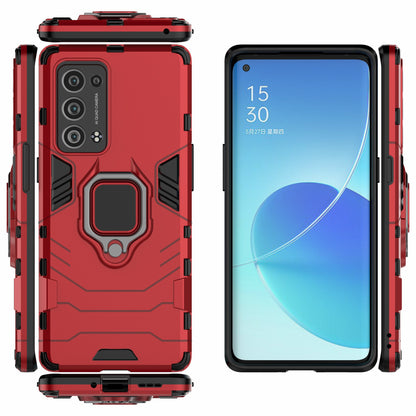 360 Degree Swivel Ring Holder Kickstand PC + TPU Combo Kickstand Cover for Oppo Reno6 Pro+ 5G/Pro 5G (Snapdragon)