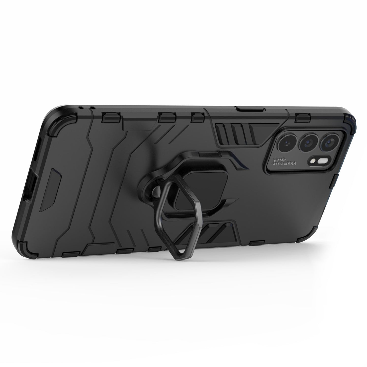 Hyper Shock Hard Reinforced Rugged Impact PC + TPU Hybrid Cover Kickstand Cool for Oppo Reno6 5G