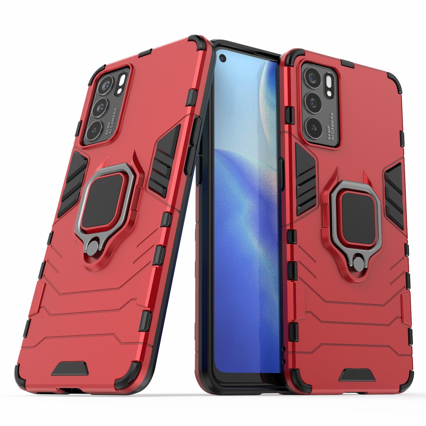 Hyper Shock Hard Reinforced Rugged Impact PC + TPU Hybrid Cover Kickstand Cool for Oppo Reno6 5G