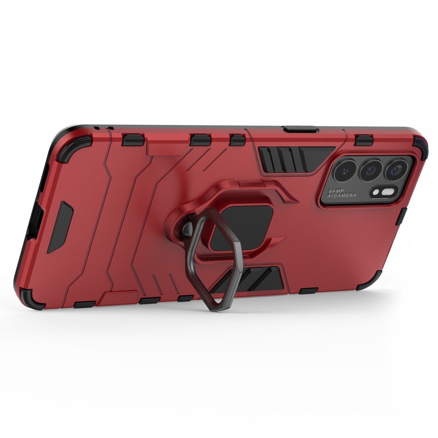 Hyper Shock Hard Reinforced Rugged Impact PC + TPU Hybrid Cover Kickstand Cool for Oppo Reno6 5G