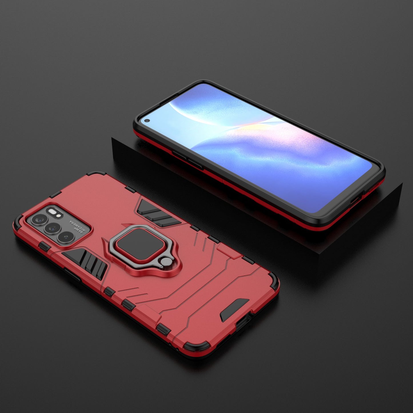 Hyper Shock Hard Reinforced Rugged Impact PC + TPU Hybrid Cover Kickstand Cool for Oppo Reno6 5G