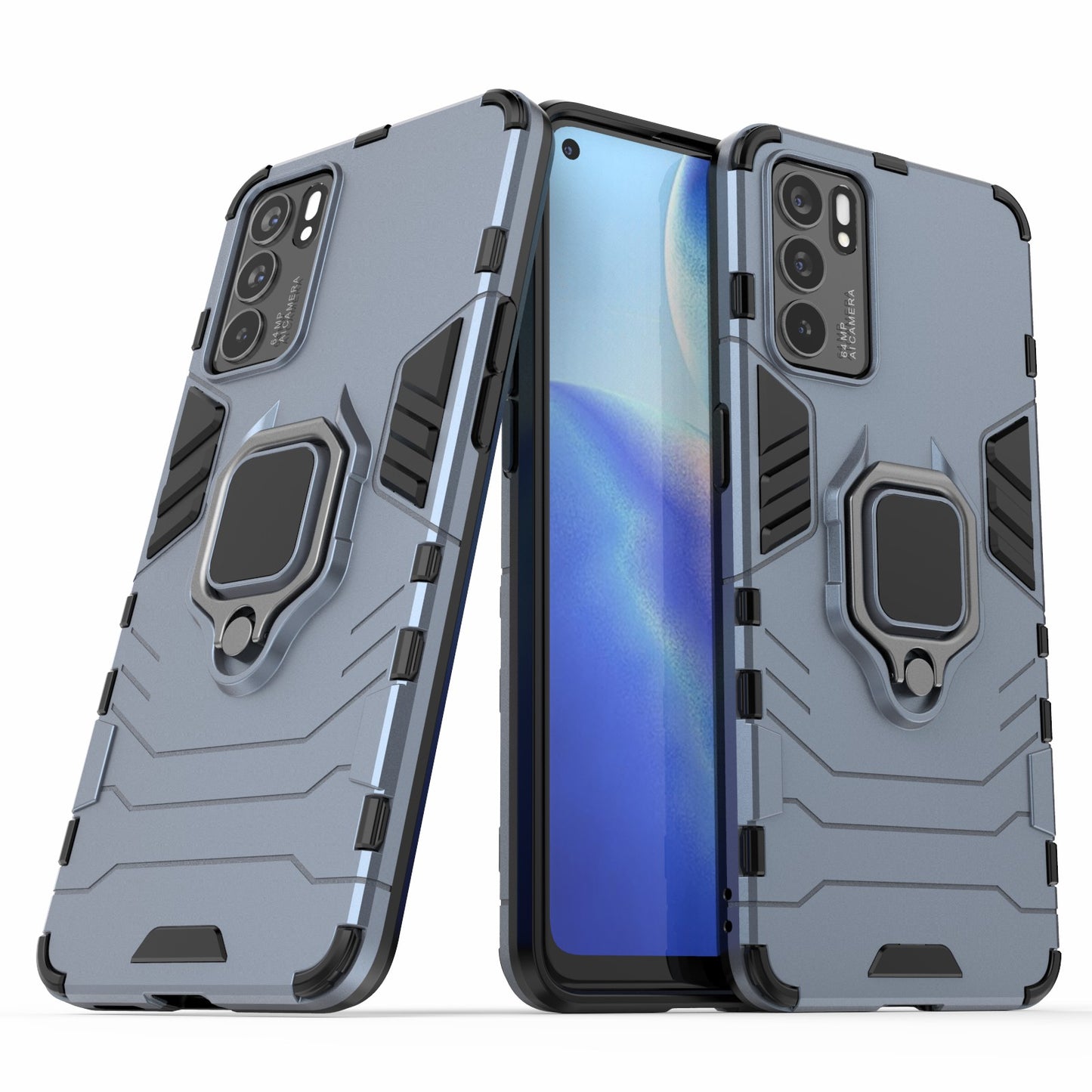 Hyper Shock Hard Reinforced Rugged Impact PC + TPU Hybrid Cover Kickstand Cool for Oppo Reno6 5G