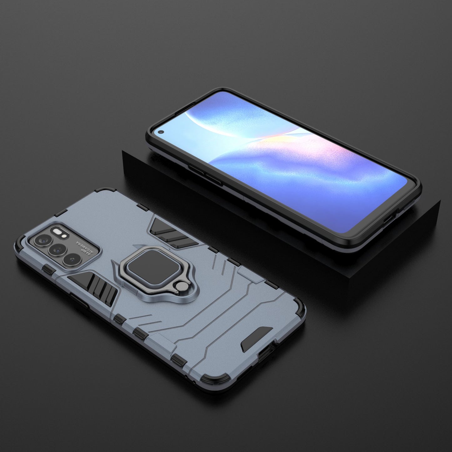 Hyper Shock Hard Reinforced Rugged Impact PC + TPU Hybrid Cover Kickstand Cool for Oppo Reno6 5G