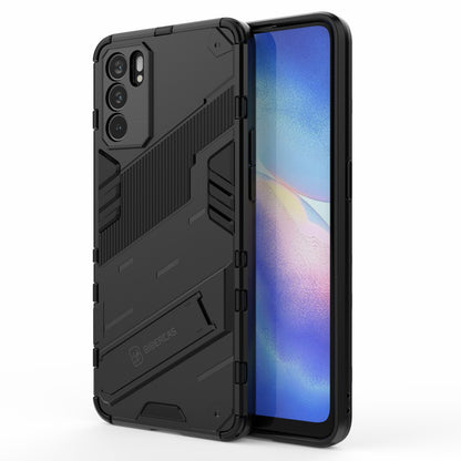 Defender Shockproof Military Durable Rugged PC + TPU Cover with Kickstand for Oppo Reno6 5G