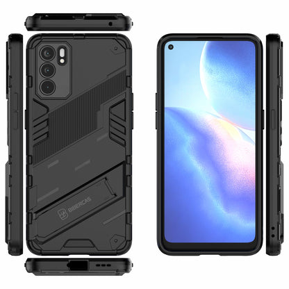 Defender Shockproof Military Durable Rugged PC + TPU Cover with Kickstand for Oppo Reno6 5G