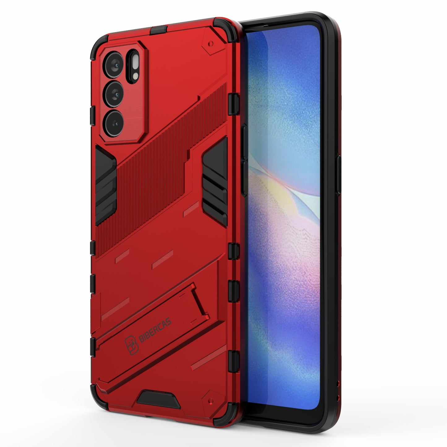 Defender Shockproof Military Durable Rugged PC + TPU Cover with Kickstand for Oppo Reno6 5G