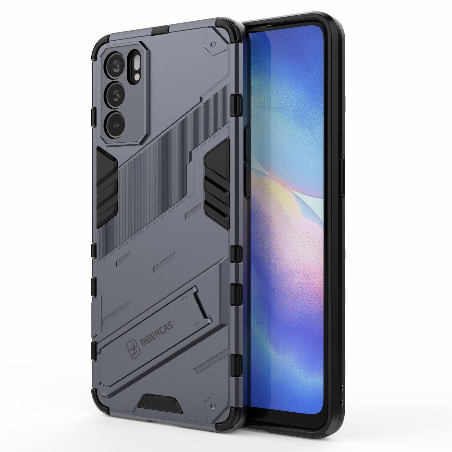 Defender Shockproof Military Durable Rugged PC + TPU Cover with Kickstand for Oppo Reno6 5G