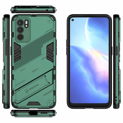 Defender Shockproof Military Durable Rugged PC + TPU Cover with Kickstand for Oppo Reno6 5G