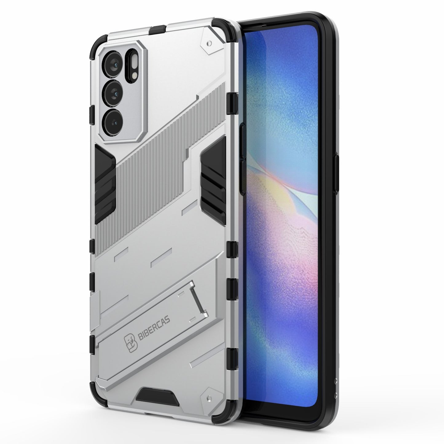 Defender Shockproof Military Durable Rugged PC + TPU Cover with Kickstand for Oppo Reno6 5G