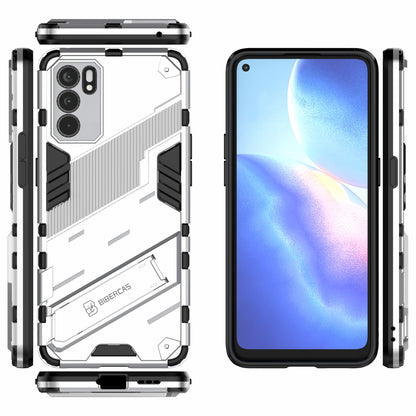 Defender Shockproof Military Durable Rugged PC + TPU Cover with Kickstand for Oppo Reno6 5G