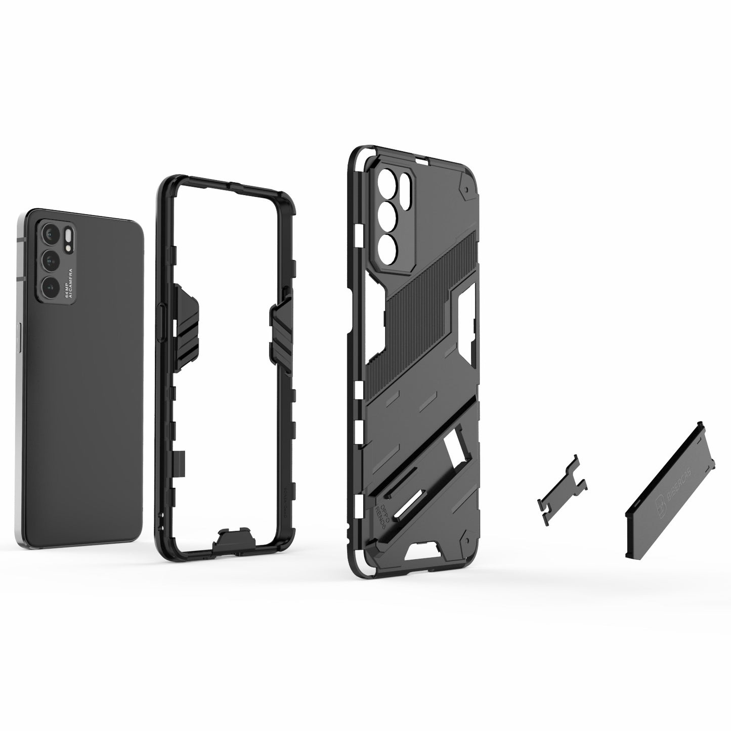 Defender Shockproof Military Durable Rugged PC + TPU Cover with Kickstand for Oppo Reno6 5G