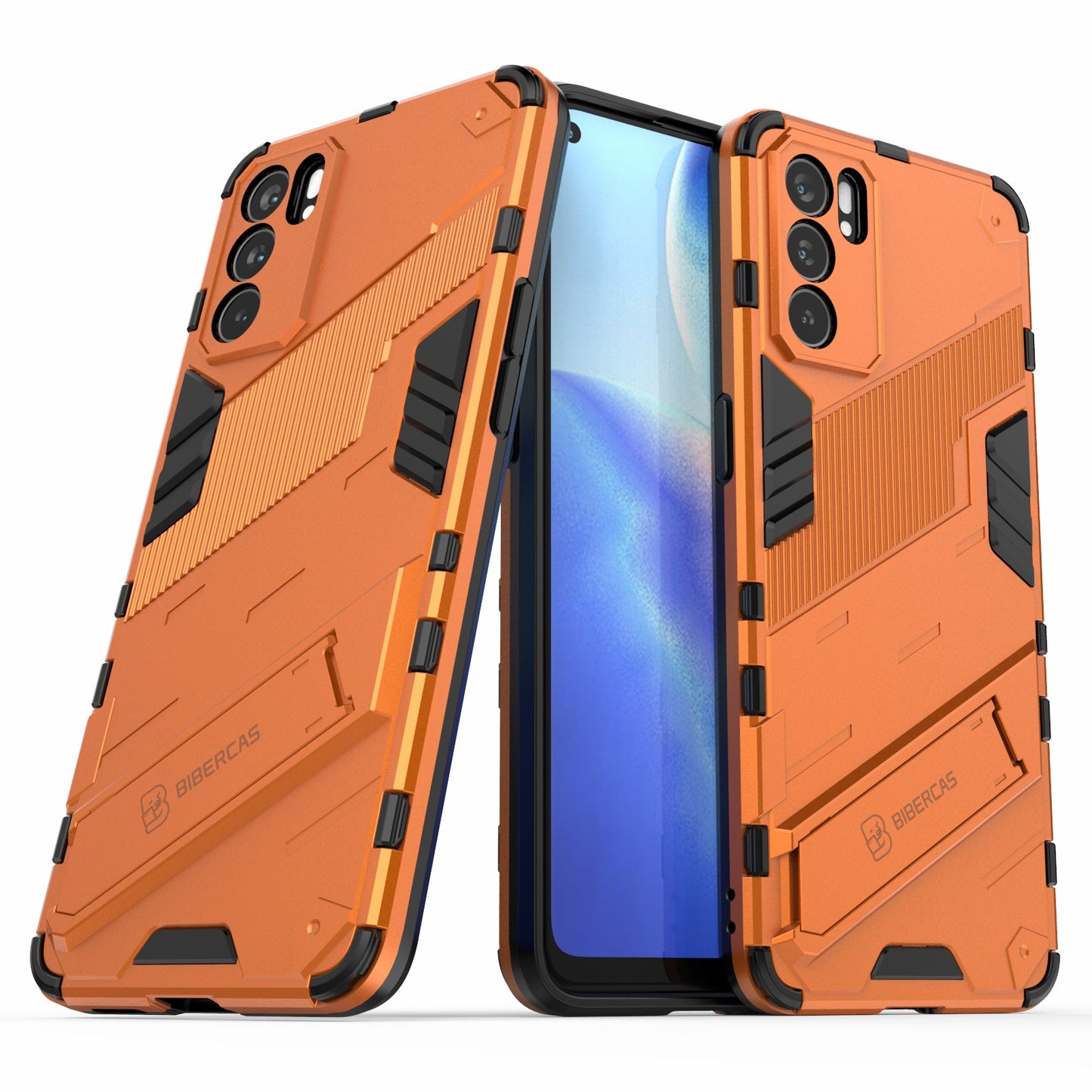 Defender Shockproof Military Durable Rugged PC + TPU Cover with Kickstand for Oppo Reno6 5G