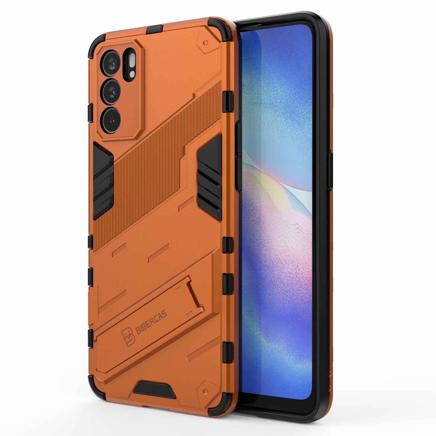 Defender Shockproof Military Durable Rugged PC + TPU Cover with Kickstand for Oppo Reno6 5G