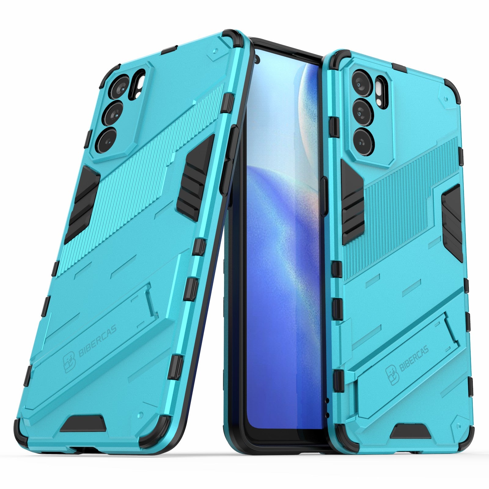 Defender Shockproof Military Durable Rugged PC + TPU Cover with Kickstand for Oppo Reno6 5G