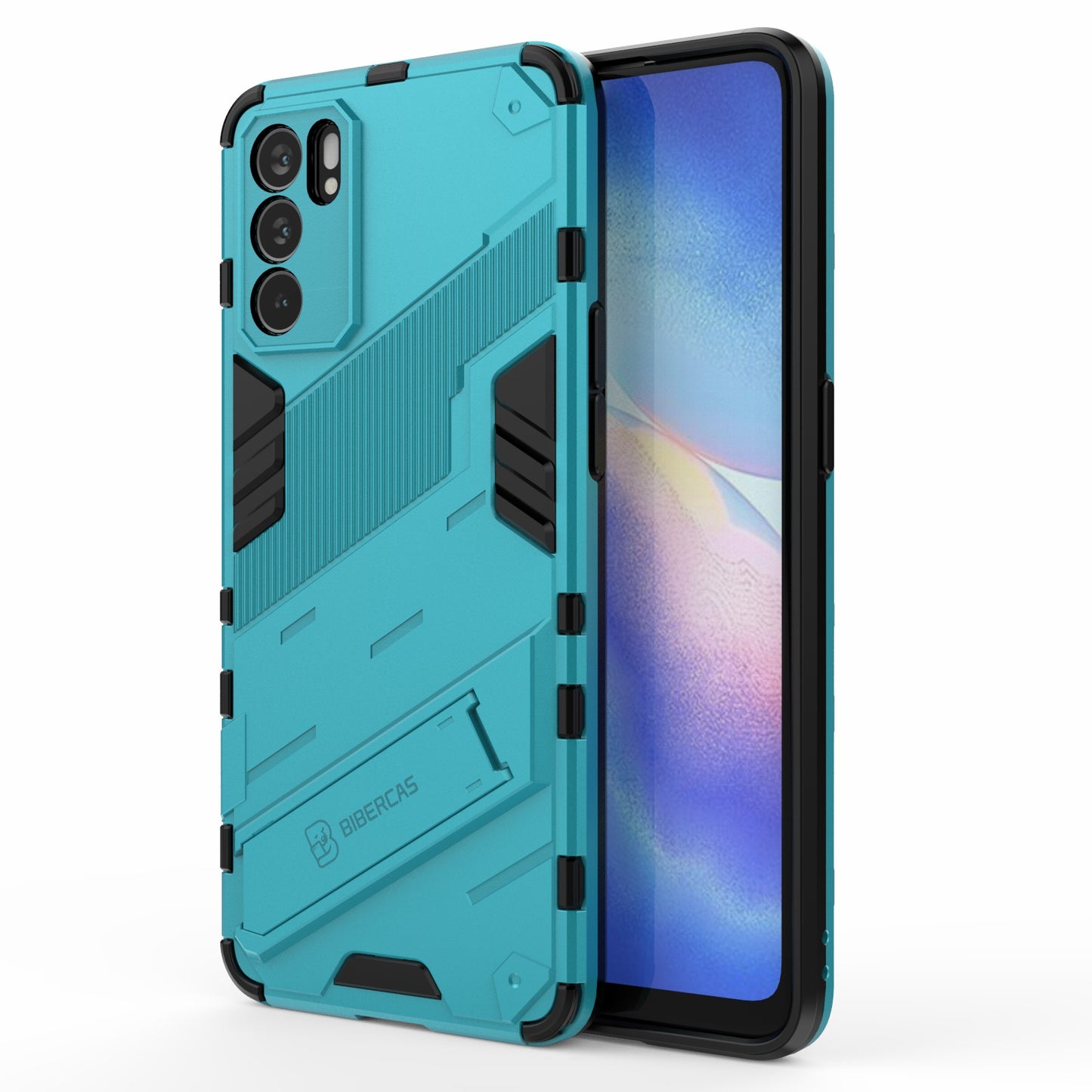 Defender Shockproof Military Durable Rugged PC + TPU Cover with Kickstand for Oppo Reno6 5G