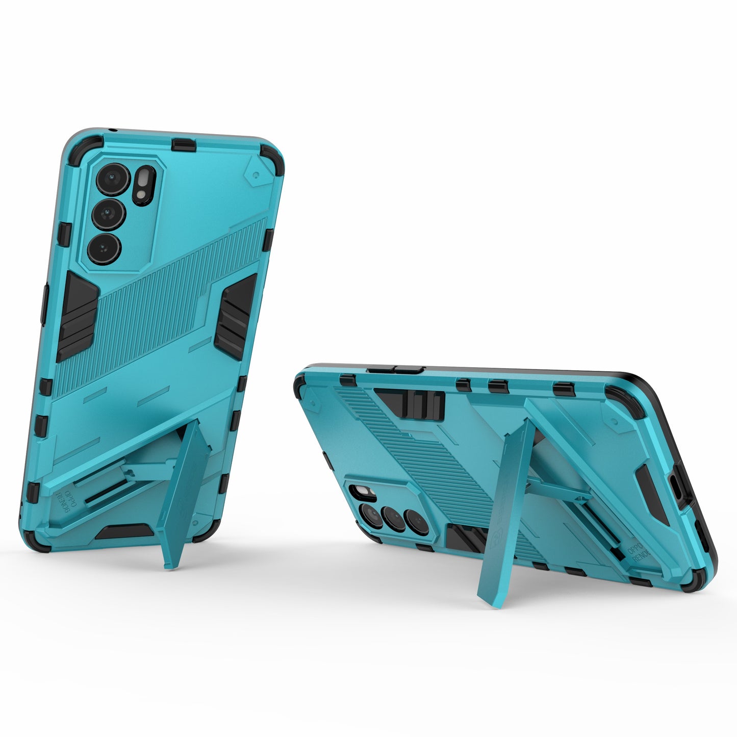 Defender Shockproof Military Durable Rugged PC + TPU Cover with Kickstand for Oppo Reno6 5G