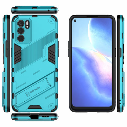 Defender Shockproof Military Durable Rugged PC + TPU Cover with Kickstand for Oppo Reno6 5G