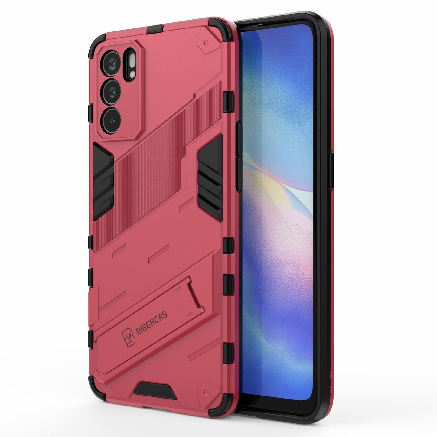 Defender Shockproof Military Durable Rugged PC + TPU Cover with Kickstand for Oppo Reno6 5G