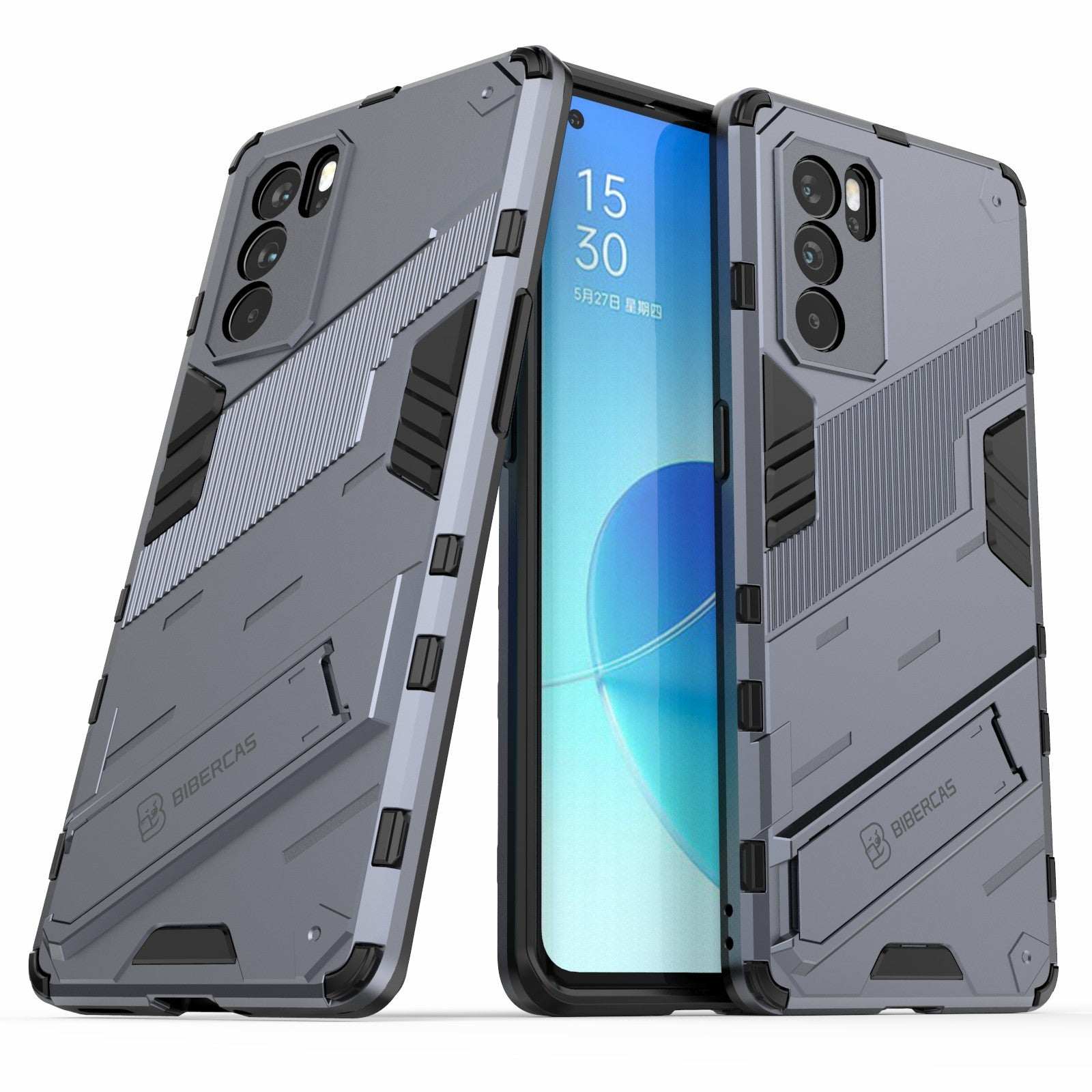 Kickstand Design Heavy Duty Tough Protection PC + TPU Case for Oppo Reno6 Pro 5G (MediaTek)