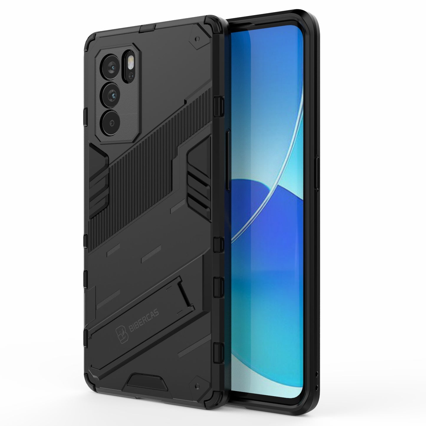 Kickstand Design Heavy Duty Tough Protection PC + TPU Case for Oppo Reno6 Pro 5G (MediaTek)