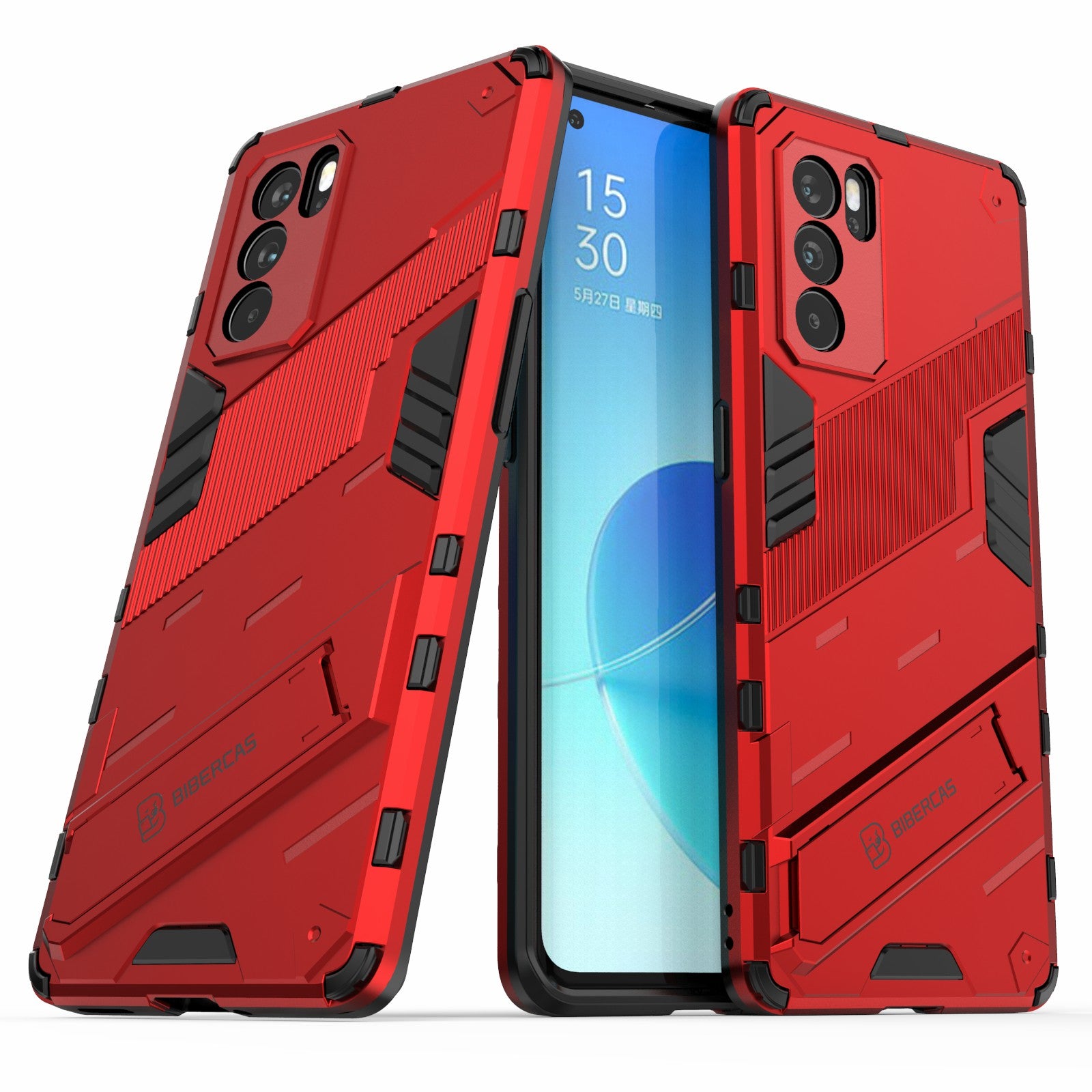 Kickstand Design Heavy Duty Tough Protection PC + TPU Case for Oppo Reno6 Pro 5G (MediaTek)