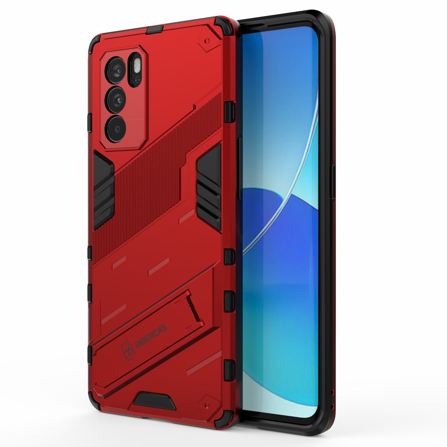 Kickstand Design Heavy Duty Tough Protection PC + TPU Case for Oppo Reno6 Pro 5G (MediaTek)