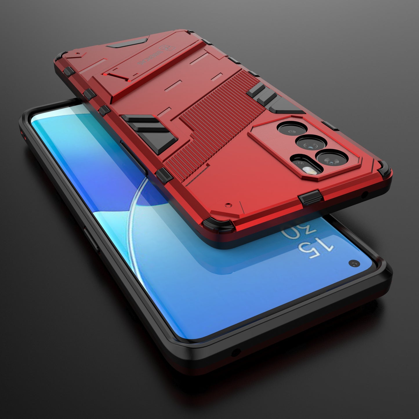 Kickstand Design Heavy Duty Tough Protection PC + TPU Case for Oppo Reno6 Pro 5G (MediaTek)