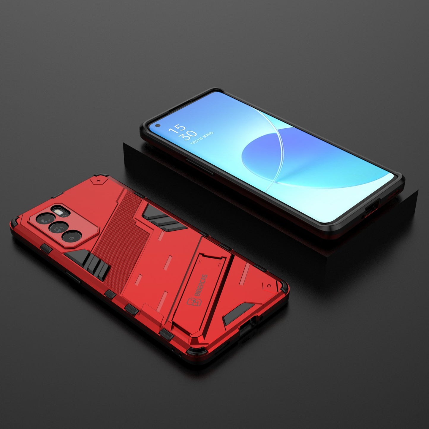 Kickstand Design Heavy Duty Tough Protection PC + TPU Case for Oppo Reno6 Pro 5G (MediaTek)