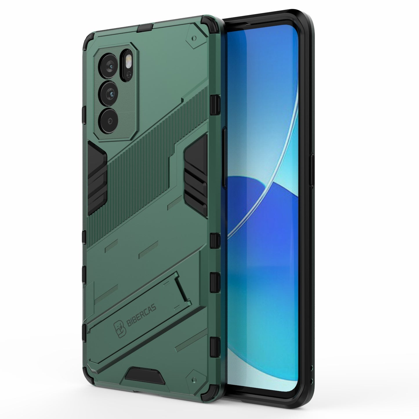 Kickstand Design Heavy Duty Tough Protection PC + TPU Case for Oppo Reno6 Pro 5G (MediaTek)