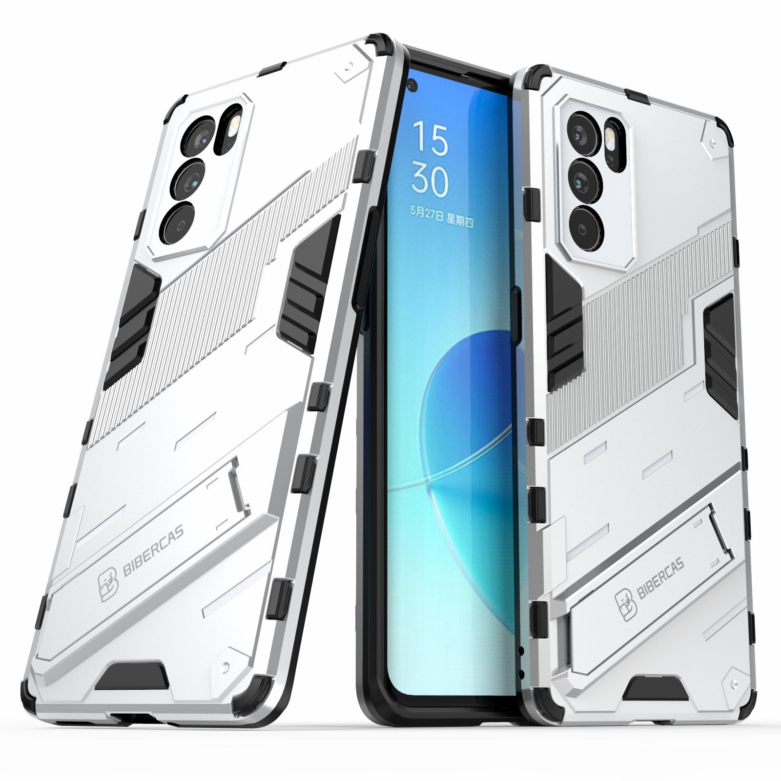 Kickstand Design Heavy Duty Tough Protection PC + TPU Case for Oppo Reno6 Pro 5G (MediaTek)