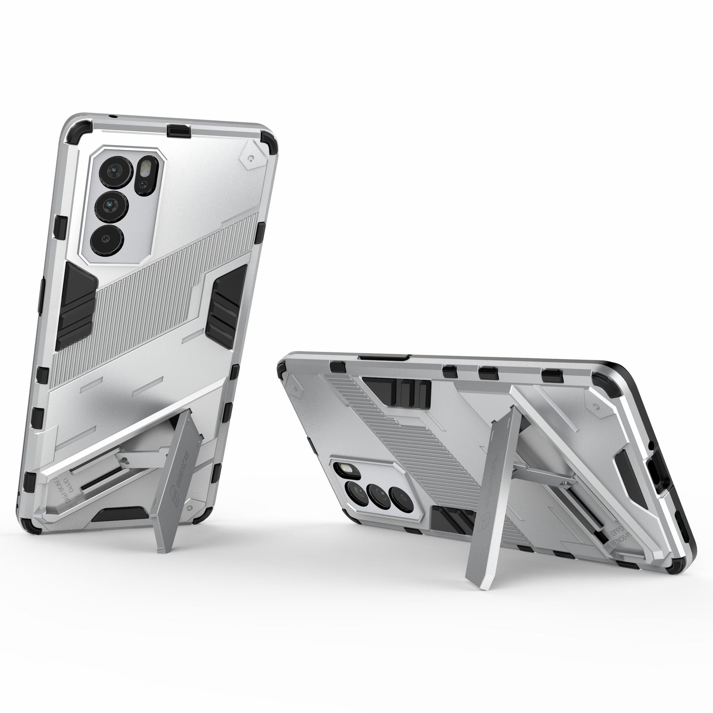 Kickstand Design Heavy Duty Tough Protection PC + TPU Case for Oppo Reno6 Pro 5G (MediaTek)