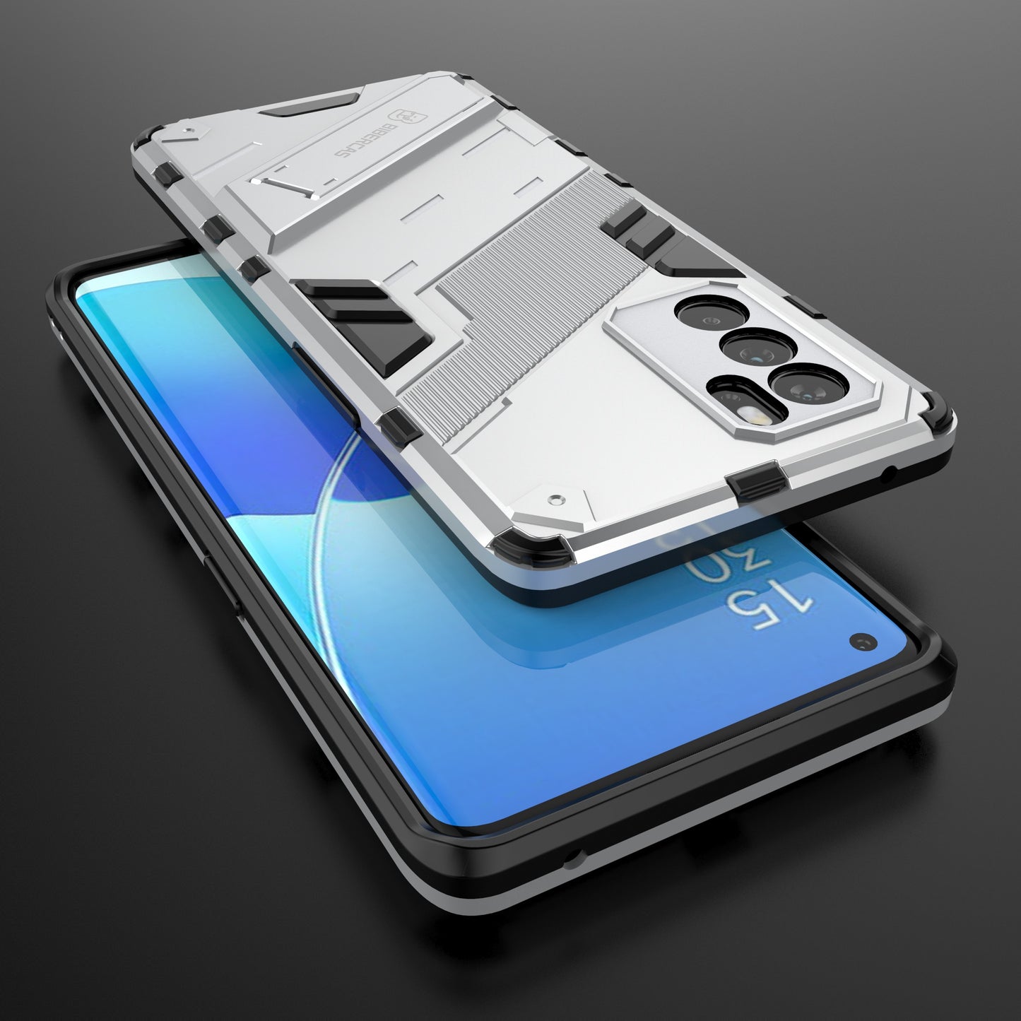 Kickstand Design Heavy Duty Tough Protection PC + TPU Case for Oppo Reno6 Pro 5G (MediaTek)