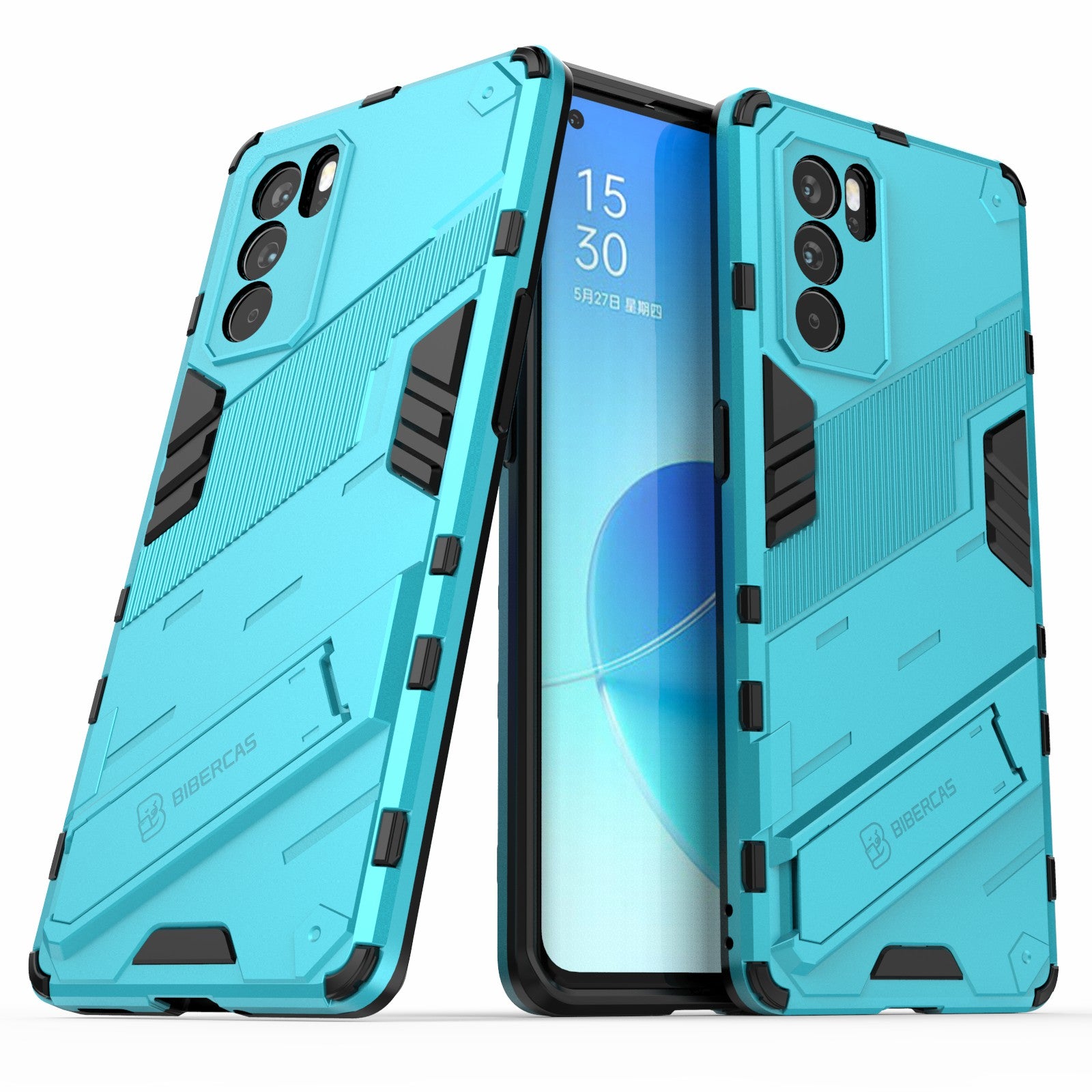 Kickstand Design Heavy Duty Tough Protection PC + TPU Case for Oppo Reno6 Pro 5G (MediaTek)