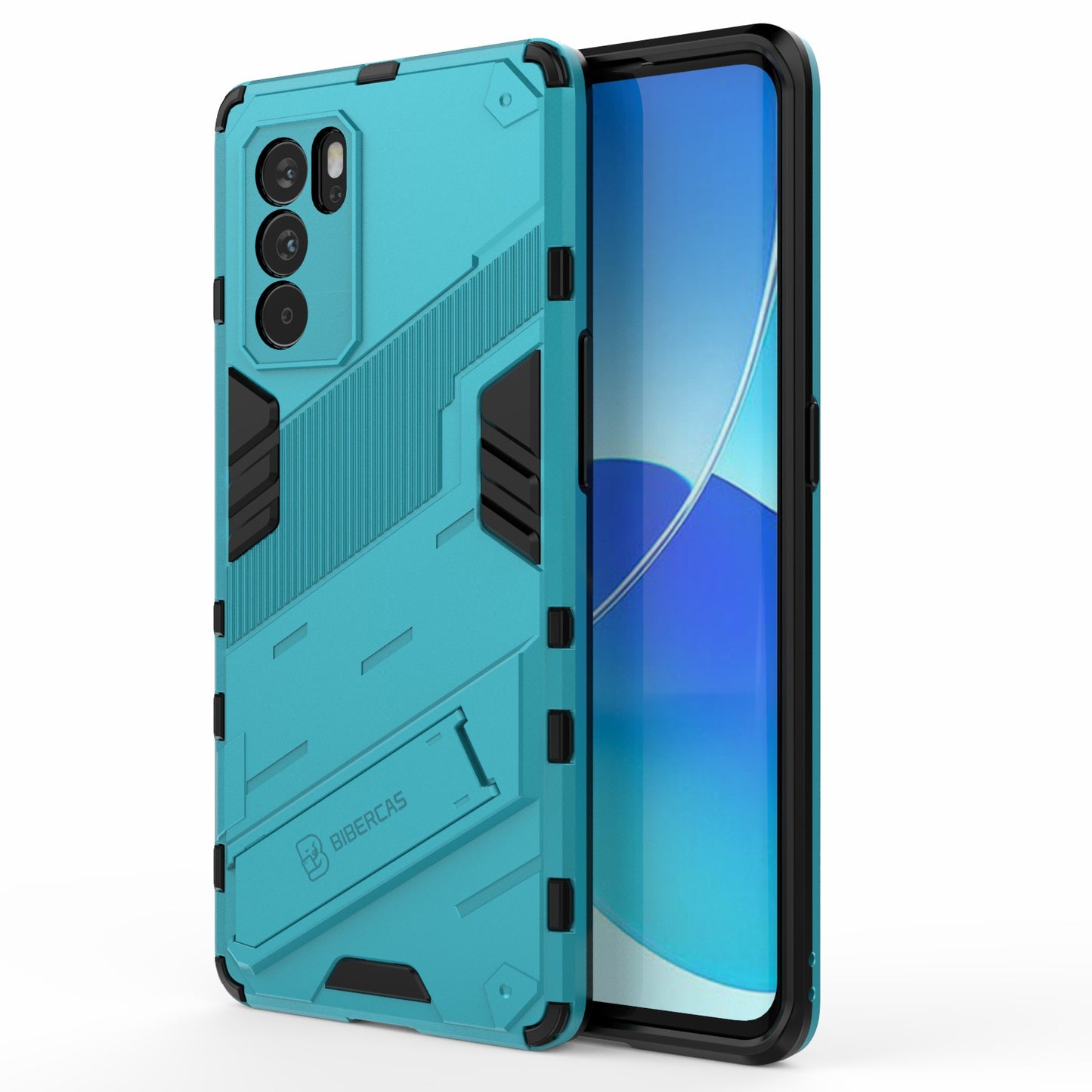 Kickstand Design Heavy Duty Tough Protection PC + TPU Case for Oppo Reno6 Pro 5G (MediaTek)