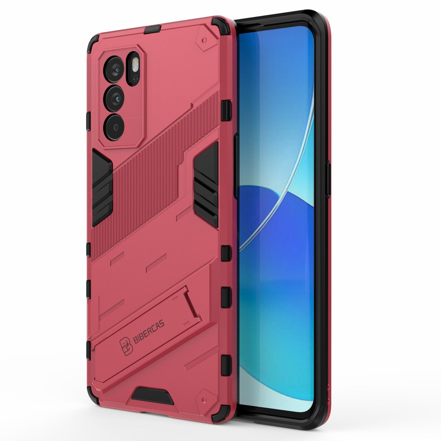 Kickstand Design Heavy Duty Tough Protection PC + TPU Case for Oppo Reno6 Pro 5G (MediaTek)