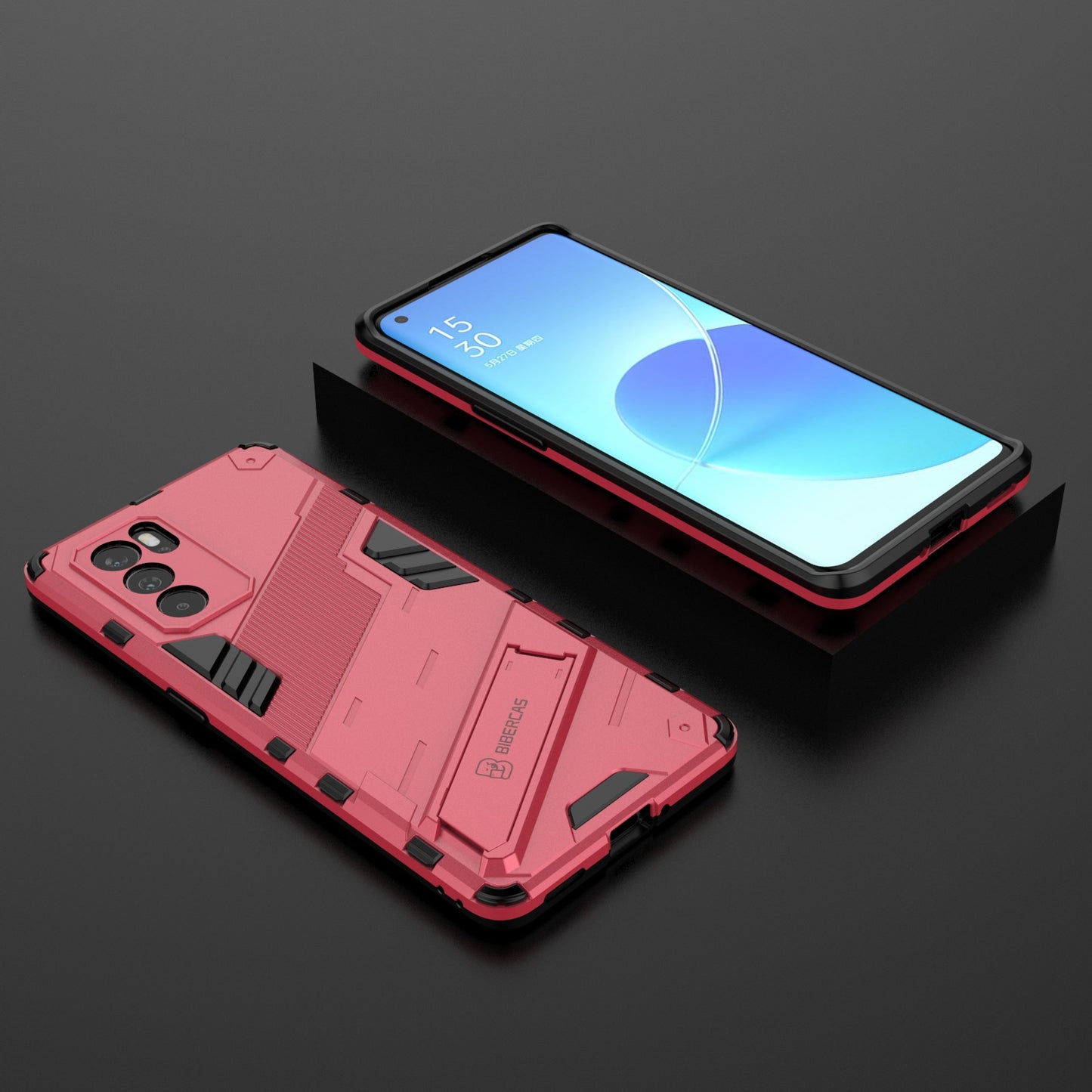 Kickstand Design Heavy Duty Tough Protection PC + TPU Case for Oppo Reno6 Pro 5G (MediaTek)