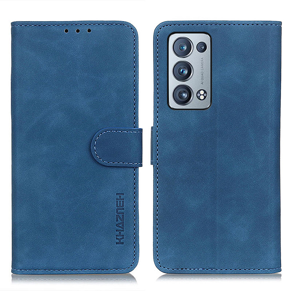 KHAZNEH Wallet Stand Design Vintage Style Protective Leather Cover for Oppo Reno6 Pro+ 5G/Pro 5G (Snapdragon)