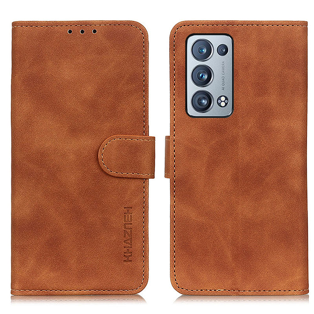 KHAZNEH Wallet Stand Design Vintage Style Protective Leather Cover for Oppo Reno6 Pro+ 5G/Pro 5G (Snapdragon)