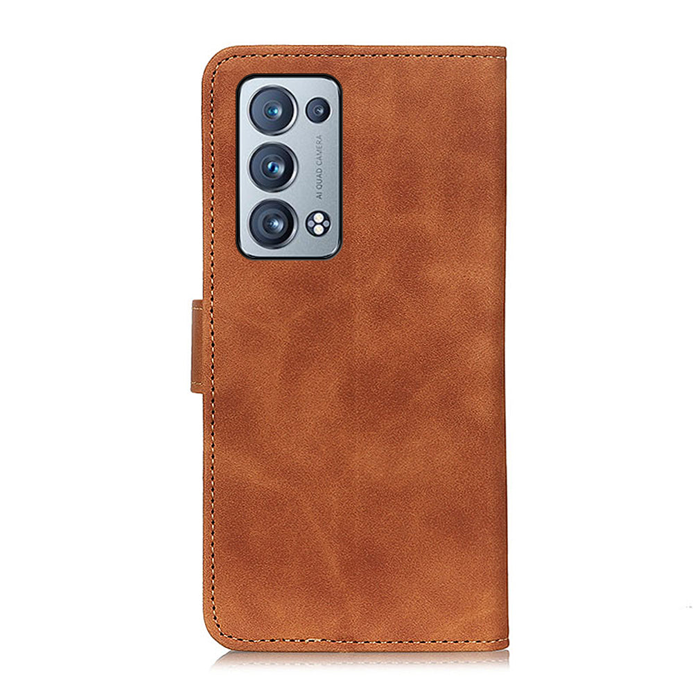 KHAZNEH Wallet Stand Design Vintage Style Protective Leather Cover for Oppo Reno6 Pro+ 5G/Pro 5G (Snapdragon)