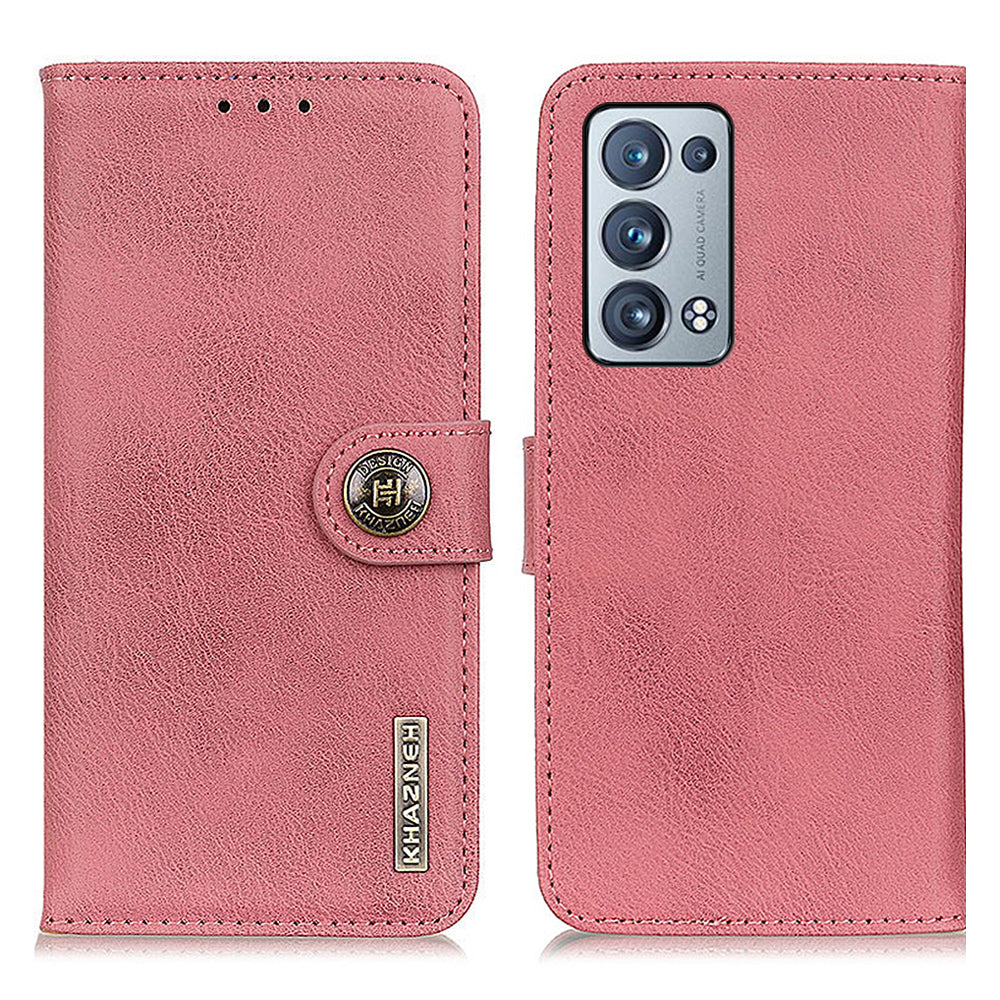 KHAZNEH Leather Wallet Stand Design Phone Cover Shell for Oppo Reno6 Pro+ 5G/Pro 5G (Snapdragon)